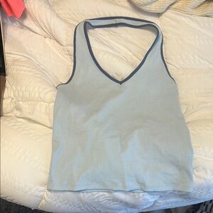 Blue V-Neck Ribbed Women's Top American Eagle tank top